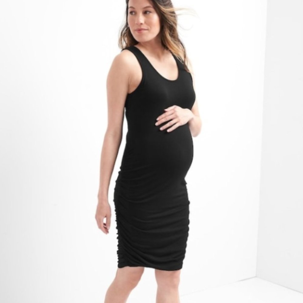 GAP Maternity Black Tank Ruched Dress